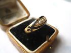 Antique Georgian 18ct gold black enamel & seed pearl mourning ring