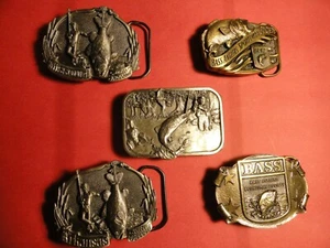 5-OLDER FISHING BELT BUCKLES , ALL DIFFERENT ALLIN EXCELLENT CONDITION - Picture 1 of 12