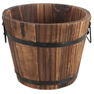 Holz Blume Eimer Dekorative Rustikalen Blumentopf Sukkulenten Pflanzer - Bild 1 von 11