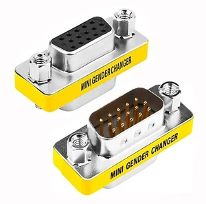 VGA SVGA Female Male 15 Pin Connector Gender Converter Adapter Coupler Extender - Afbeelding 1 van 13