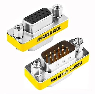 VGA SVGA Female Male 15 Pin Connector Gender Converter Adapter Coupler Extender - Image 1 of 4