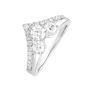 0.95 Ct Round Cut Lab Grown Diamond WishBone Style Engagement Ring 10K Gold - Picture 1 of 4
