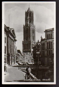 AUSLAND 1954 NIEDERLANDE Stadhuis en Dom Utrecht Holland Foto Postkarte - Bild 1 von 2