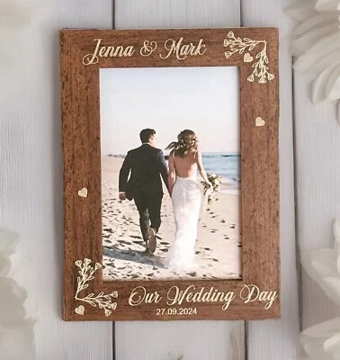 Personalised Wedding Photo Frame Engraved Frame Wooden Photo Frame Wedding Gift - Image 1 of 4