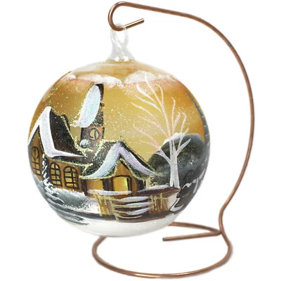 Tealight Glass Tea Light Ball Light Sphere IN Gold - Christmas Ornament & Stand - Image 1 of 4