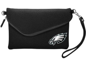 Philadelphia Eagles NFL Fold Over Crossbody Soft Pebble Texture Women's Purse - Picture 1 of 2