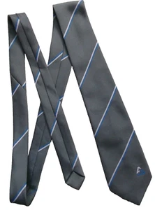Tie TOOTAL Vintage Mens Necktie CLUB ASSOCIATION NECKTIE 1990s GREY STRIPED - Picture 1 of 4