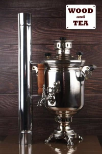 Samovar vintage sovietico legno TULA ZSHV fuoco Samovar 5 litri + canna fumaria URSS - Foto 1 di 12