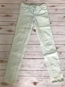 Zara Woman Distressed Raw Hem Skinny Jeans Seafoam Mint Green Size 4 - Picture 1 of 3