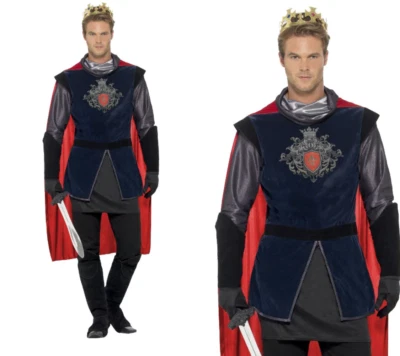 Adulto Rey Arturo Disfraz De Lujo Caballero Medieval Vestido Elegante Conjunto Histórico N Foto 1 de 2