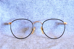 gold black eyeglasses frame front 5" - Picture 1 of 2