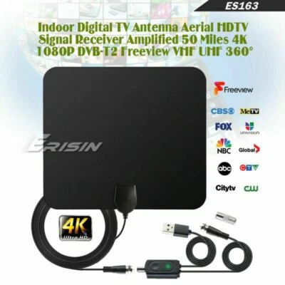 Digital TV DVB-T2 Antenne mit Verstärker HDTV Zimmerantenne Receiver VHF/UHF - Bild 1 von 4
