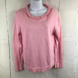 J Crew Women’s 100% Cotton Light Pink Ruffle Neck Long Sleeve Sweater Sz. M - Picture 1 of 11