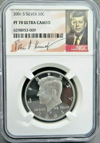2001 S  SILVER  KENNEDY NGC  PF 70 UCAM LOW MINTAGE LOW POP SIGNATURE LABEL Cover
