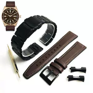 Steel Bracelet & Leather Replacement Watch Band Strap fits Citizen AW1593-06X - Picture 1 of 7