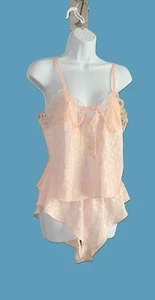 Victoria Secret Gold Label Lingerie Sleep Set M Cami Pantaloncini Rosa Pizzo Civetta - Foto 1 di 23