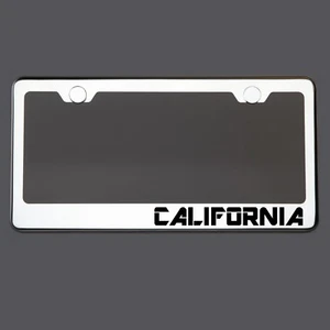 Polish Mirror License Plate Frame CALIFORNIA Laser Etched Metal Screw Cap - Bild 1 von 8