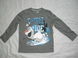 Disney Frozen Olaf Expert On The Ice L/Sleeve Boys T-Shirt S (4) In Gift Box New - Picture 1 of 5