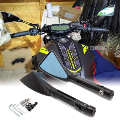 Espelhos laterais antirreflexo triangulares pretos para Yamaha MT07 MT09 MT10 MT03 / FZ 07 09 - Imagem 1 de 4