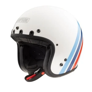 Simpson Chopper Werke Open Face Motorcycle Helmet - White/Blue/Red - Picture 1 of 2