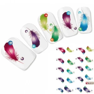 Pegatina de uñas tatuaje nail art pluma colorida pegatina ¡Nuevo! - Imagen 1 de 1