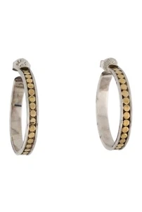ANNA BECK TWO-TONE STERLING SILVER & 18K YELLOW GOLD HOOP EARRINGS - Picture 1 of 4