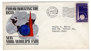 #853 World's Fair 1939 Opening Printed & Hand-Colored Cachet - Picture 1 of 2
