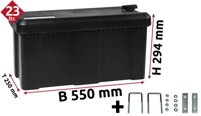 Deichselbox Staubox Gurtkiste mit Montageset Daken - B550xH294xT250 mm Blackit 1 - Bild 1 von 4