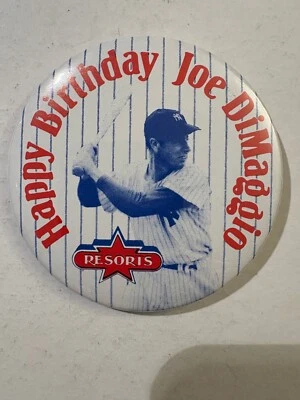 J. DiMaggio 1984 2 7/8" Pinback Resorts Atlantic City celebración del 70 cumpleaños. Foto 1 de 2