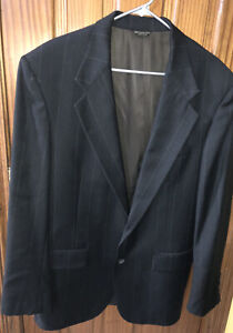 Vintage Men’s Bill Blass Black Wool Wide Stripe Suit Coat Sport Coat 42R