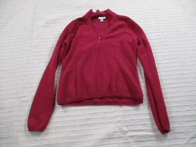 Geneva Womens Cashmere Sweater Large Red Pullover Button V Neck Long Sleeve  - Image 1 of 4