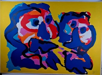 Karel Appel, DESERT PEOPLE 1976, Litografia Original, Assinada, #72/100, Estado Perfeito - Imagem 1 de 4