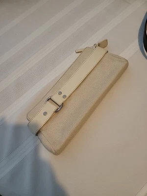 Banana Republic Canvas Woven Tote Bag Tan Purse 10x4 - Image 1 of 4