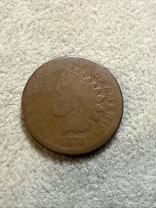 Centavo cabeza india 1874, fecha más dura AG casi buen estado bonita moneda 7335 - Imagen 1 de 12