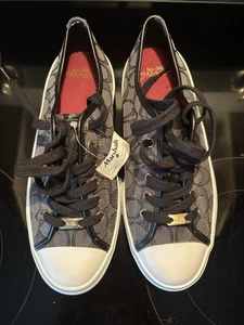 Neu mit Etikett Coach Empire niedrige Canvas-Sneaker Signaturlogo Größe 9,5 A00248 - Bild 1 von 6