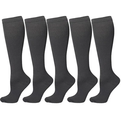 (5 Pares) Calcetines de Compresión 15-20mmHg Soporte Graduado Pantorrilla Hombres Mujeres S-XXL Foto 1 de 4