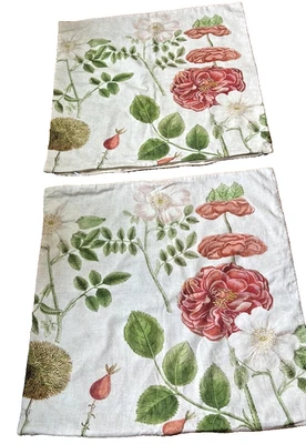 Juego de 2 fundas de almohada estándar floral Pottery Barn Serafina de lino de sarga pesada 20x26" Foto 1 de 4