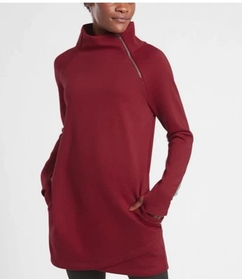Vestido moletom feminino Athleta vermelho manga longa tamanho médio - Imagem 1 de 4