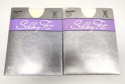 2 pantimedias de colección SILKY FIT regular marfil y blanco talla A ~ 100-125 libras 5'0-5'4" nuevas en paquete Foto 1 de 4