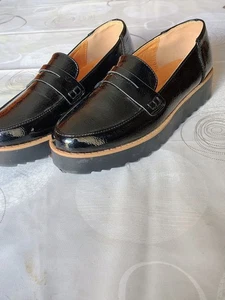 Chinese Laundry Black Patent Platform Loafers Womens Size 7 Chunky Sole Slip On - Picture 1 of 23