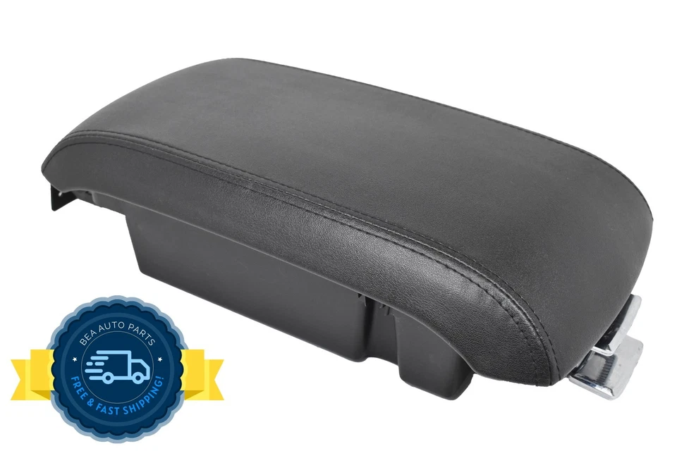 Console central 2007-2010 Lincoln MKX couro preto apoio de braço tampa armazenamento fabricante de equipamento original - Imagem 1 de 4