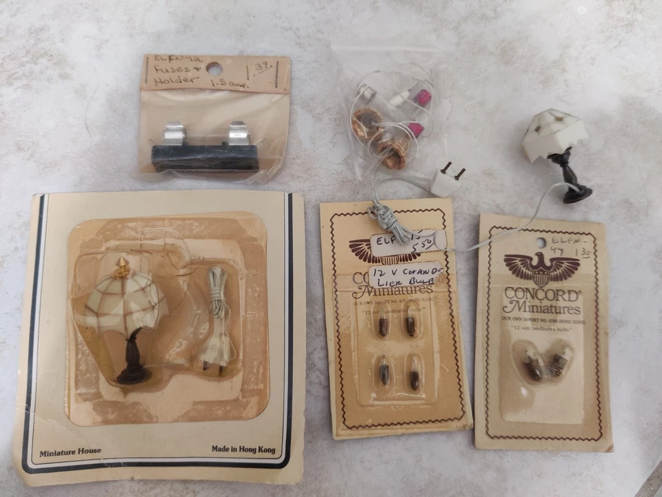 Vintage Dollhouse Electric Lamps, Fuses, And Bulbs - Image 1 of 2