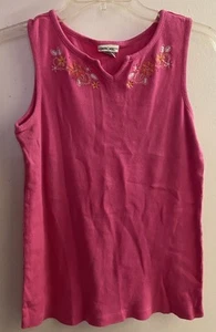 Cherokee Girl’s Hot Pink Tank Top XL 14 16 Ribbed Embroidered Chest 34” 36” - Picture 1 of 6