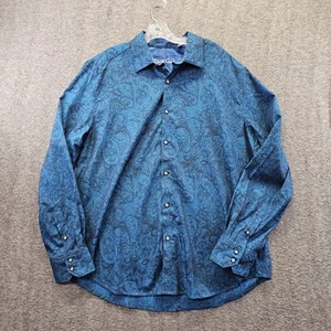 Robert Graham Paisley Shirt Mens 2XL Classic Fit Blue Long Sleeve Flip Cuff - Picture 1 of 10