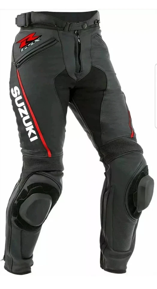 Pantalones de montar de cuero para moto Suzuki GSXR Foto 1 de 2