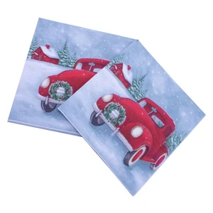 100Pcs Christmas Printing Napkins Cartoon Party Tissues Festival Serviettes - Picture 1 of 12