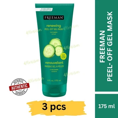 3 x Freeman Renewing Cucumber Peel-Off Gel Mask 6 fl. oz./175 ml Paraben Free - Image 1 of 4