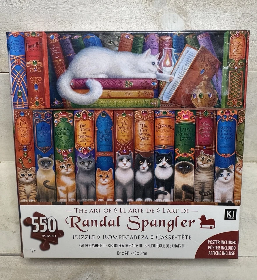 Rompecabezas de 550 piezas gato en estantería. Randal Spangler. Diversión familiar Foto 1 de 1