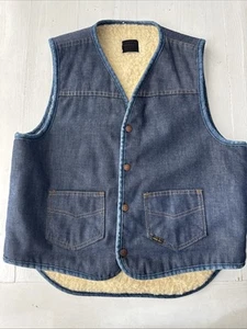 Vintage Sears Roebuck Denim Sherpa Vest - Picture 1 of 11