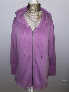 Calvin Klein Longline Zip-Up Jacket Hooded Soft Sweatshirt Purple Woman’s 1X XL - Bild 1 von 13